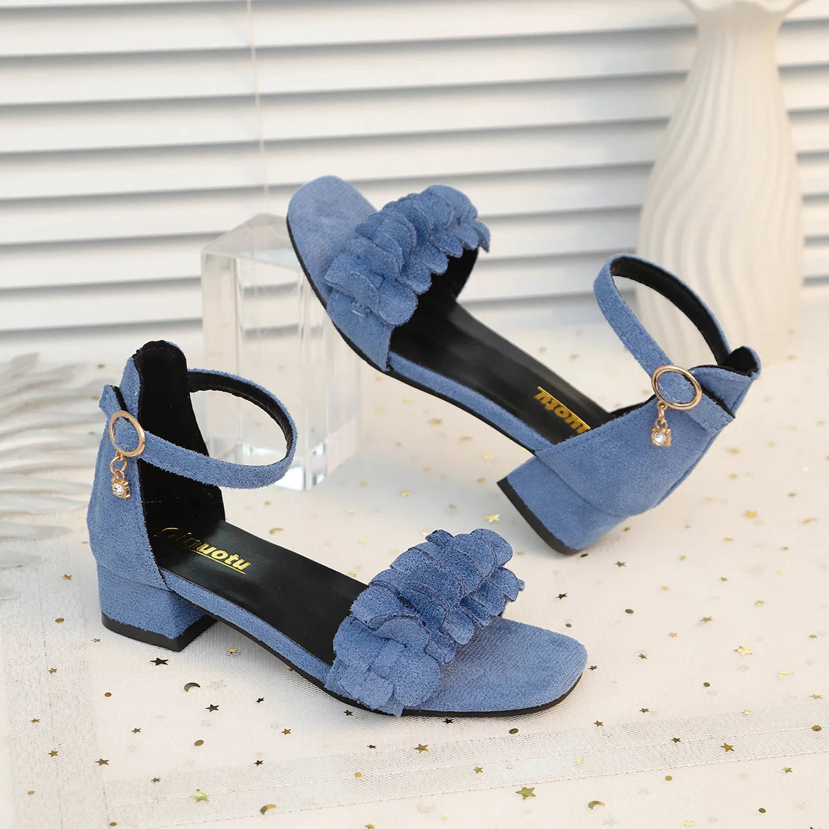 Little Girls High Heels Sandals 2026 New Summer Kids Strappy Leather Sandals Non-slip Simple Princess Girls School Dance Shoes