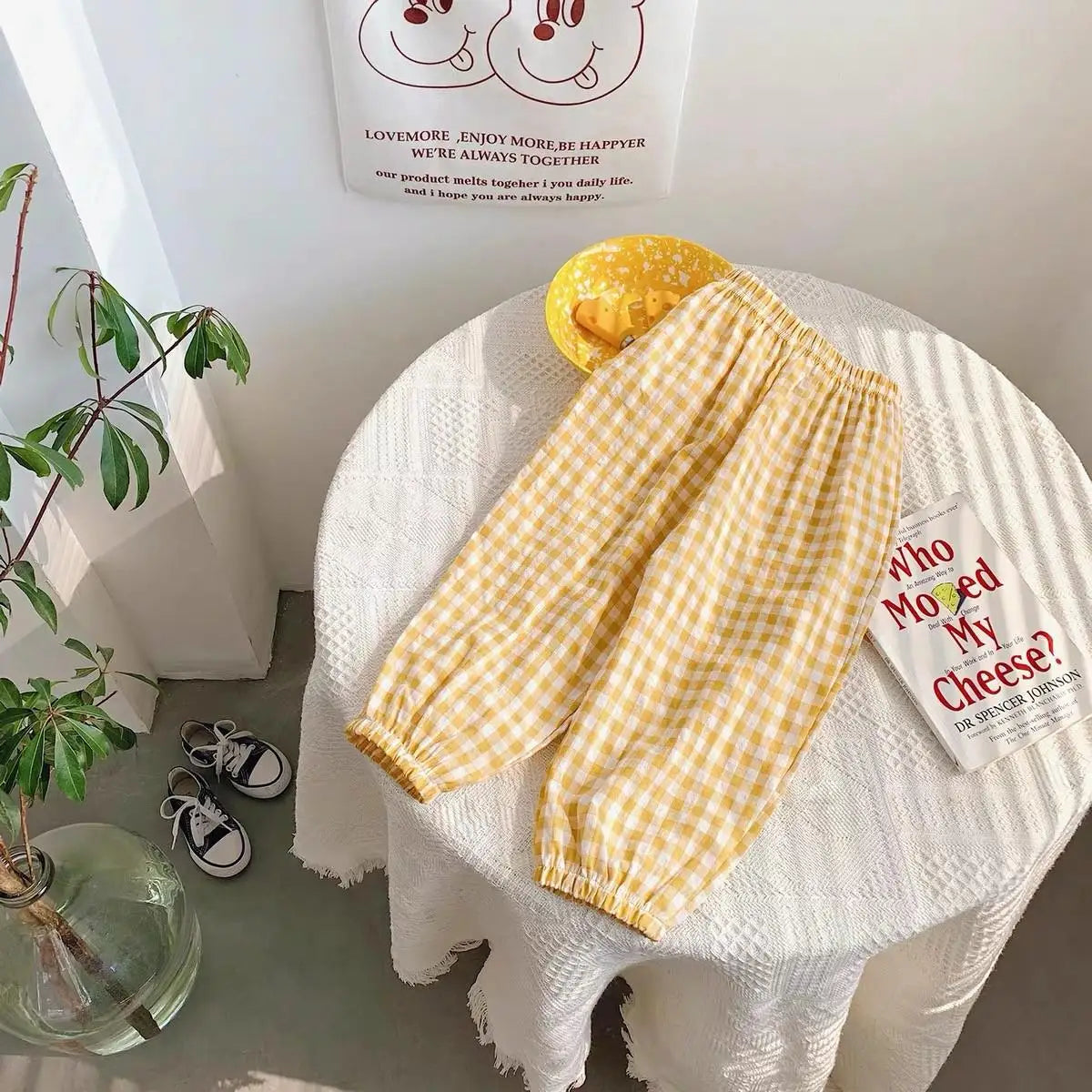 Summer Plaid Mosquito Proof Pants Outdoor Wear Baby Girls New Style Fashion Casual Loose Harlan Pants Children Thin Trousers