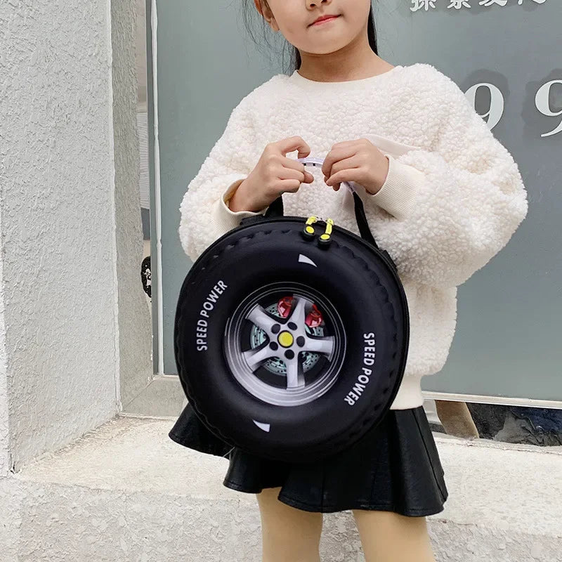 Children's Schoolbag Fashion Tyre Shaped Boys Girls Backpack 3D Cartoon Kindergarten Shoulder Bag Large Capacity Kids Handbag