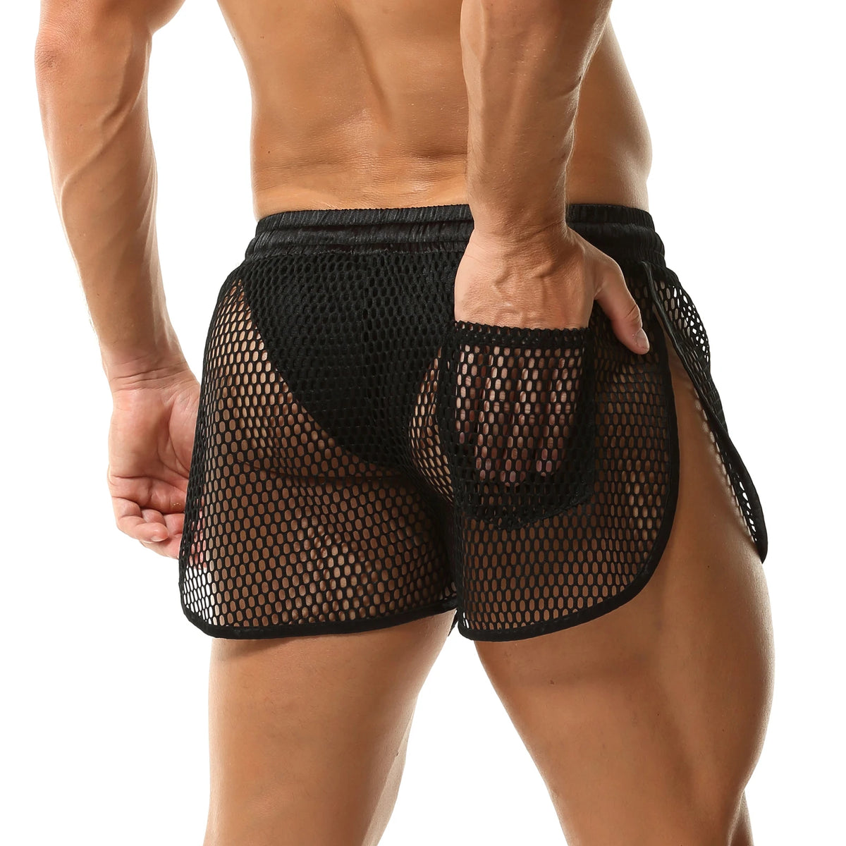 Man Sports Shorts Fitness Gyms Boxers Workout Breathable Mesh Net Quick Dry Beach Short Pants Men Sportswear