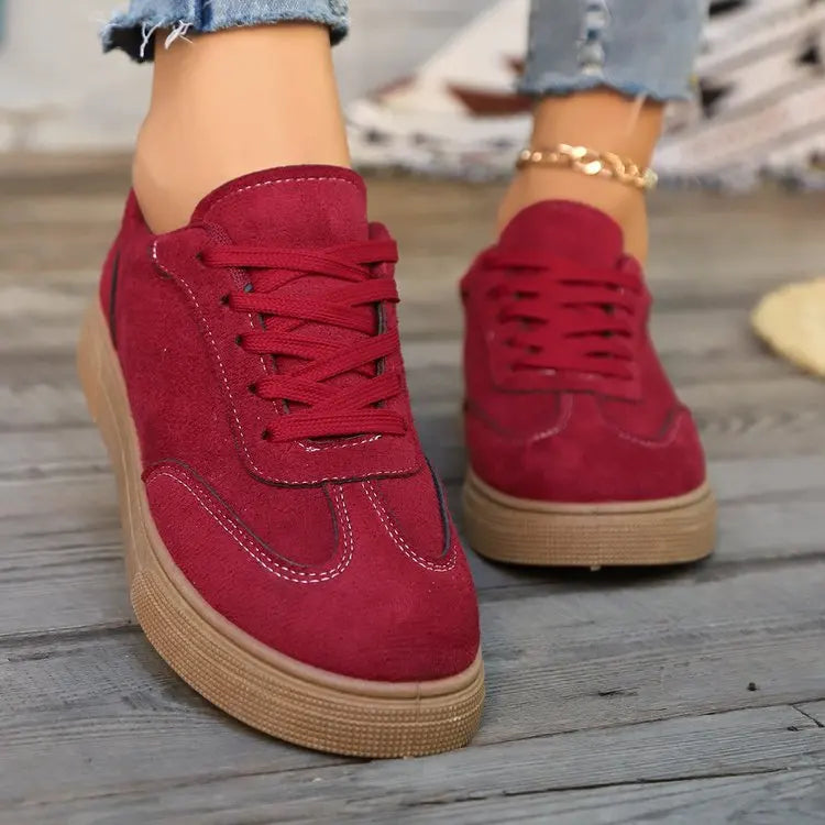 Women's Sneakers Retro Fashionable Breathable Running Canvas Casual Shoes Spring and Autumn Round Toe Red Women's Flat Sneakers