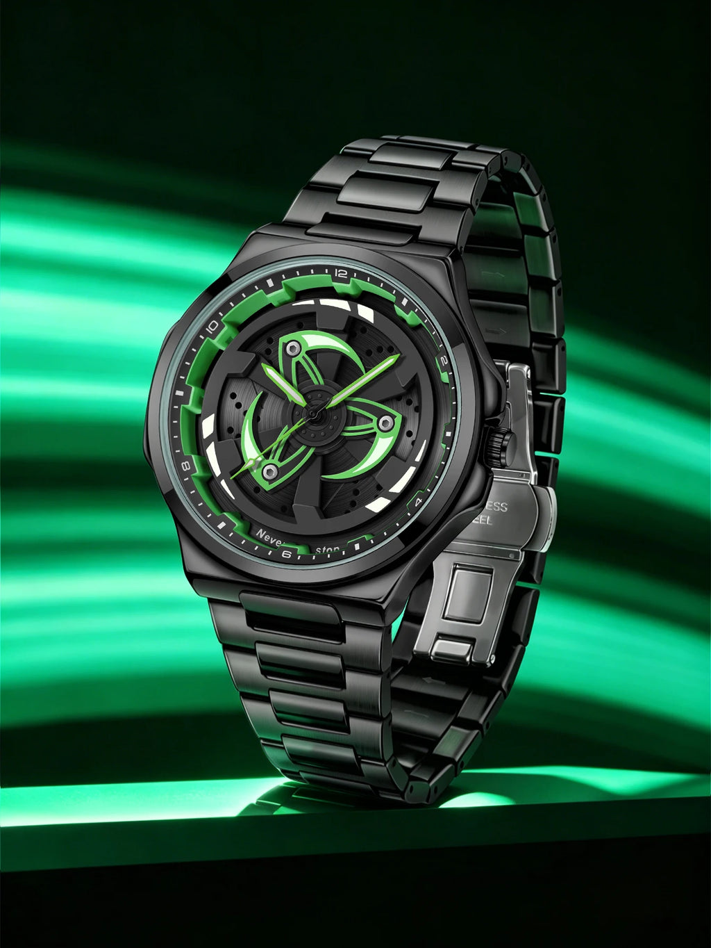 Men's Black Steel Quartz Watch - Stylish Rotating Bezel, Premium Creative Gift Idea