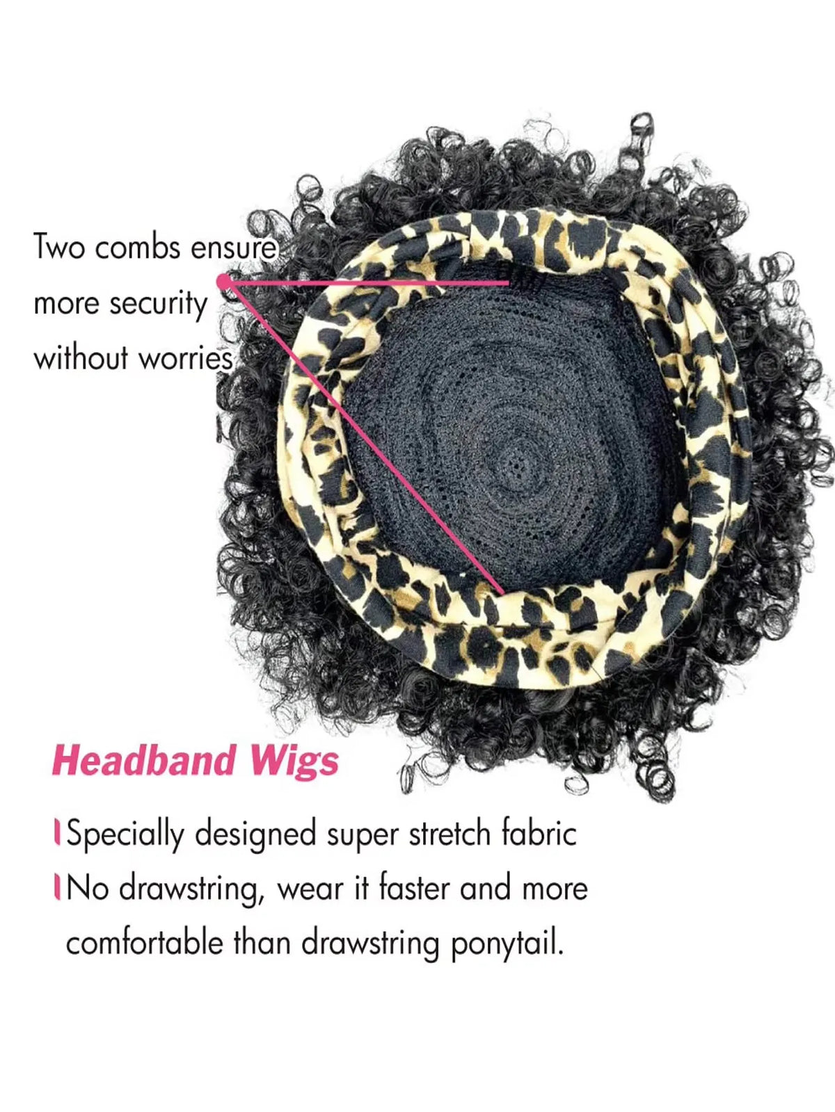 Large Curly synthetic Wigs with Headbands Attached for Women Synthitic Short Kinky Curly Wigs for Black Women With 2Secure Clips