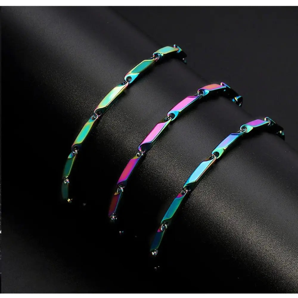 Elegant Couple Simple Personality Hip-hop Exquisite Men Bracelet Geometric Bangle Korean Jewelry Rhombus Chain