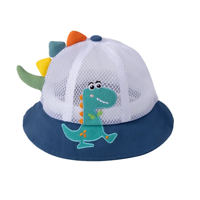 Kids Mesh Hat Boys Sun Protection Cap 3D Dinosaur Girls Breathable Bucket Hat for 1-4Y Children Summer Outdoor Play