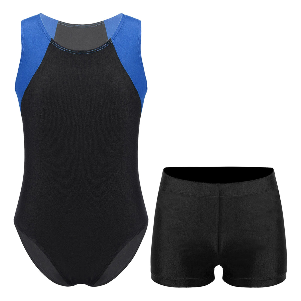 Kids Boys Sports Gymnastics Workout Sets Sleeveless Leotard Bodysuit Jumpsuit with Shorts Yoga Fitness Competition Dancewear