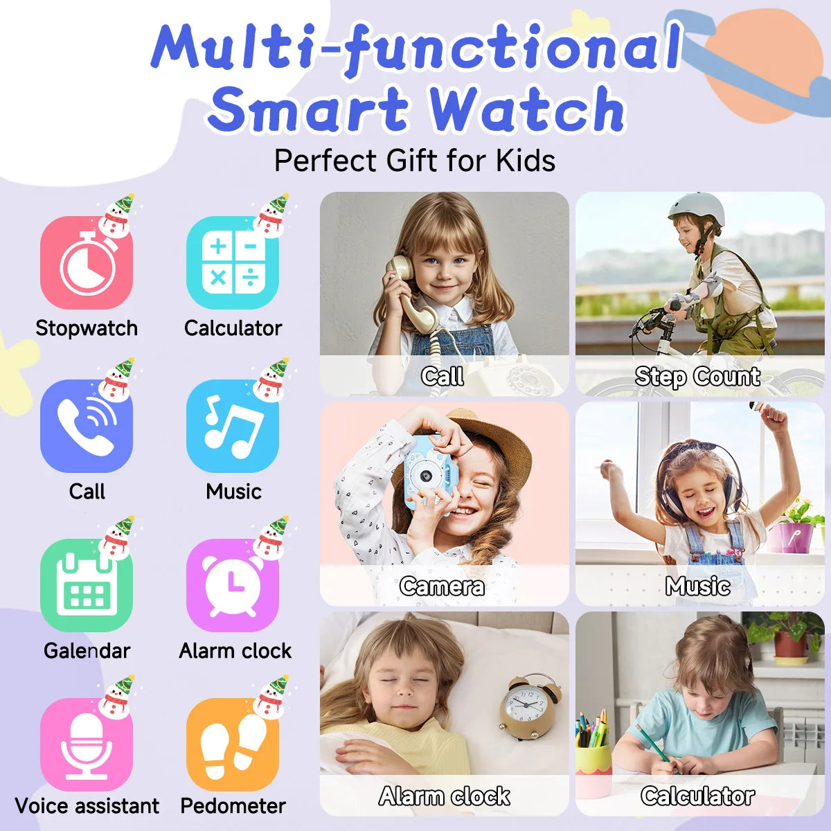 Smartwatch Kids 1.83-inch Screen Sports Tracking Real-Time Weather 200mAh Battery Bluetooth Call/Music Parent-child interaction