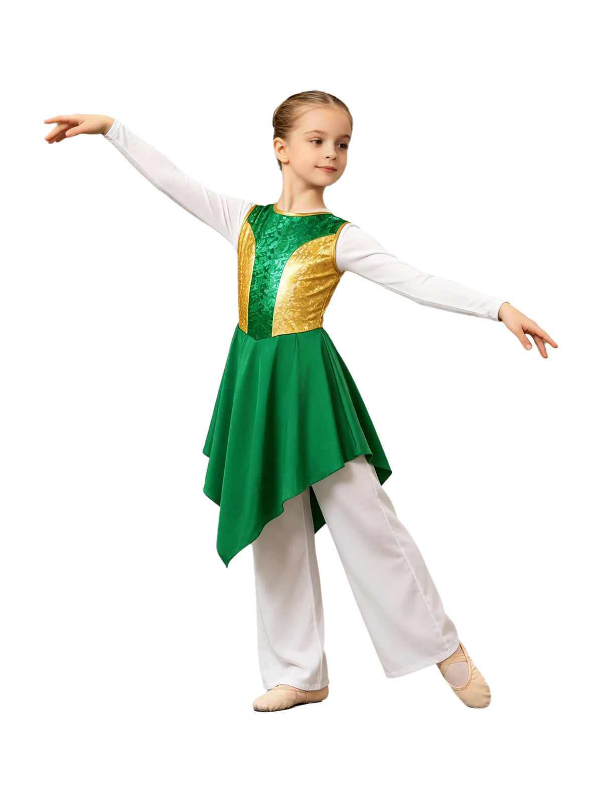 Kids Girls Liturgical Praise Dress Lyrical Dance Performance Costumes Children Church Choir Worship Ballroom Dancing