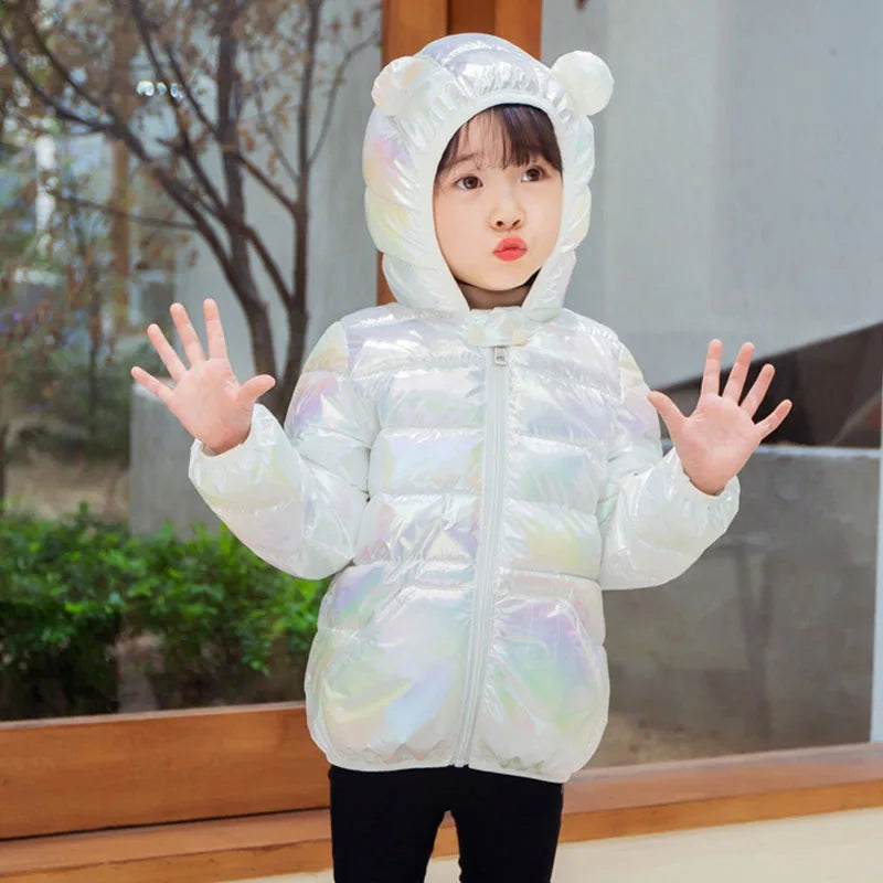 Kids Boys Girls Lightweight Down Jackets Hooded Outerwear Autumn Winter Baby Coats Fashion Sports Casual Clothing For 1-5 Years