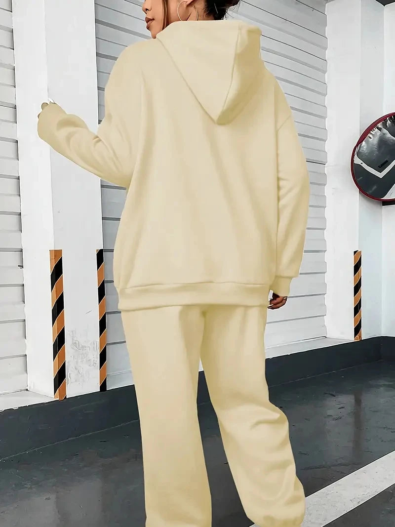Women's Hoodie+Sports Pants Set Hip Hop Street Casual Skull Letter Printed Hoodie Loose Sports Shirt Autumn Warm Wool Clothing