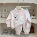 2024 Autumn and Winter Pajamas Autumn and Winter Thickened Children's Suit Girls Coral Velvet Boys Two-piece Set