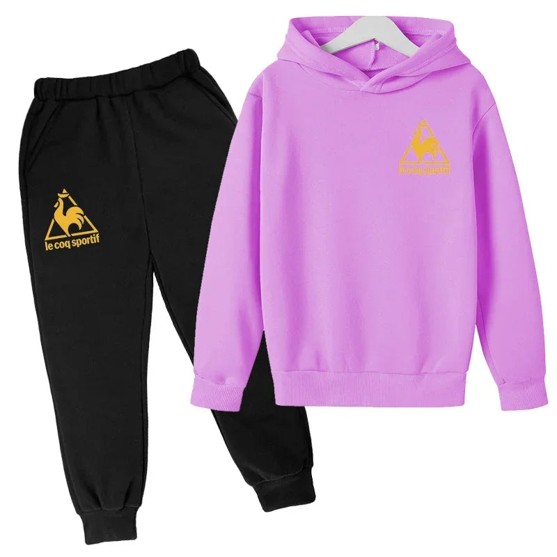Kids Spring Autumn Casual Fashion Pullover Hoodie+Pants 2pcs Tracksuits 2-13 Years Boys Girls Streetwear Children Clothes Sets