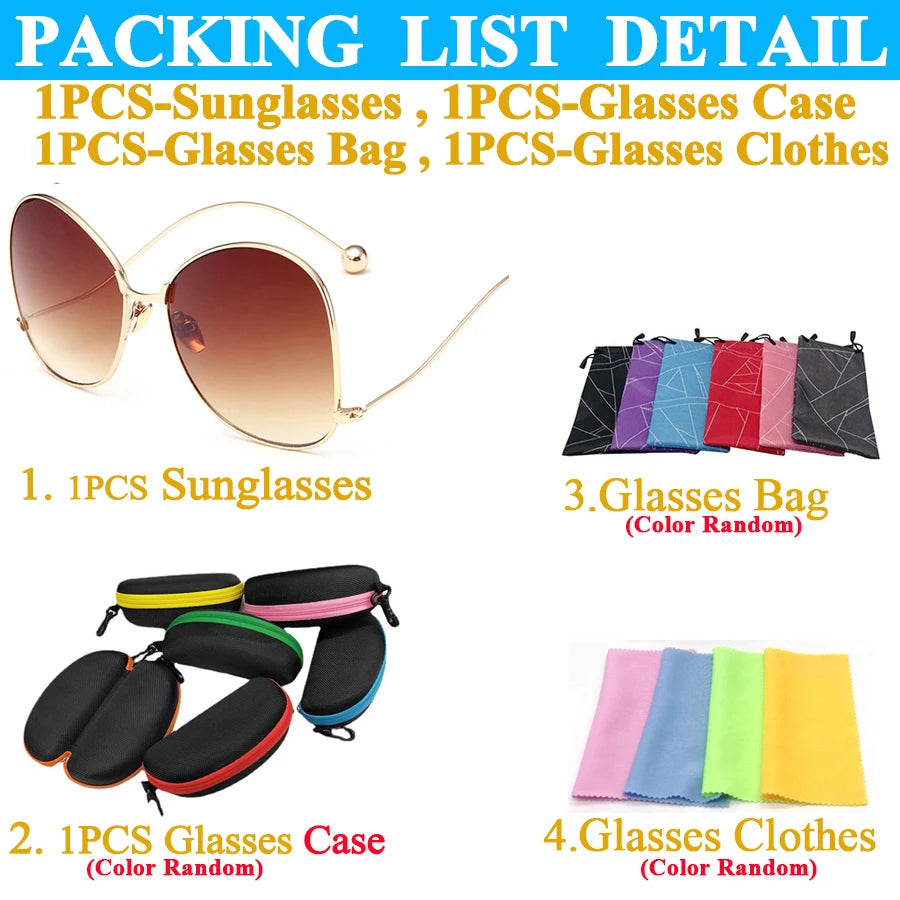 Sunglasses Women Oversize Luxury Brand Design Arm Retro Travel Drive Oval Frame Vintage Sun Glasses Female Clear Lens Glasses