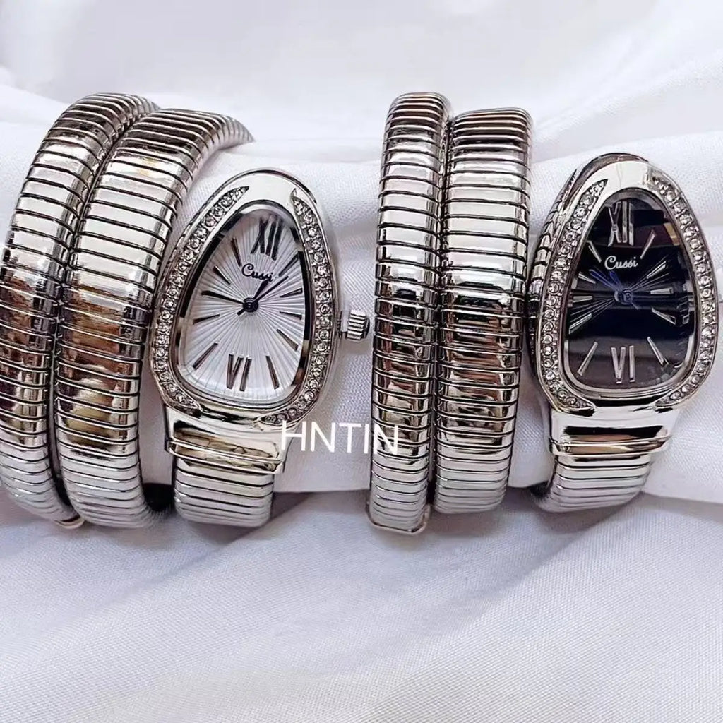Fashionable Women's Snake-Shaped Bracelet Watch With Unique Design, Snake Coil, Elegant Bracelet, Ladies' Quartz Watch With Roma