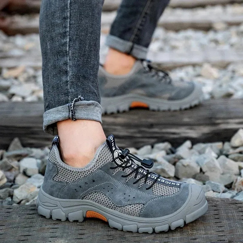 Men's Safety Shoes Summer Anti Smashing Anti Puncture Work Boots Wear Resistant Indestructible Non Slip Steel Toe Shoes for Men