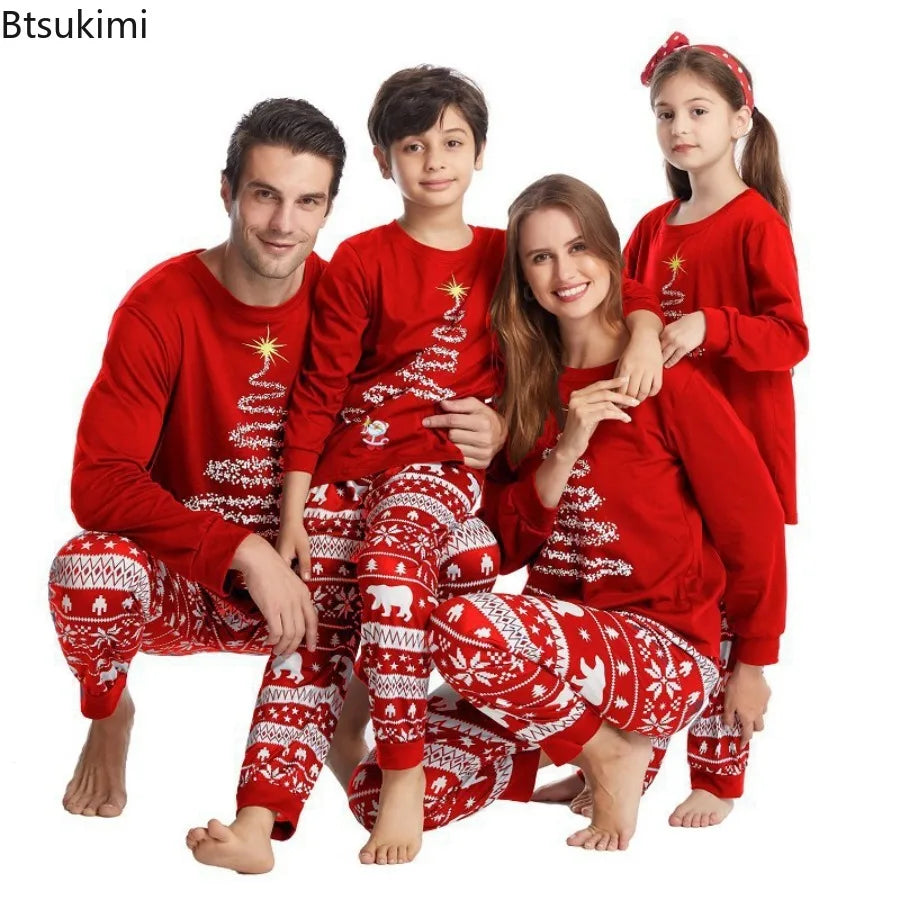 2026 New Family Christmas Pajamas Mom Dad Kids Matching Clothing Set Baby Romper Pajamas Sets Soft Loose 2 Pieces Suit Homewear