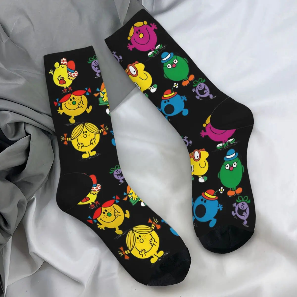 Mr. Men Little Miss Socks Cartoon Kawaii Stockings Autumn Anti Sweat Men's Socks Medium Soft Graphic Outdoor Sports Socks