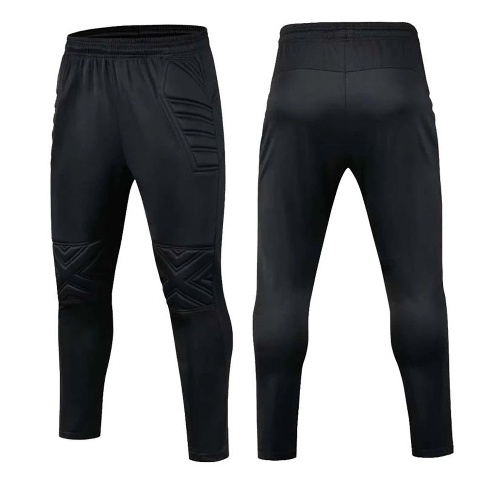 Kids Children Mens Soccer Training Pant Trousers Rugby Football Pants Goalkeeper Goal Keeper Goalie Knee Pad Sponge Protection