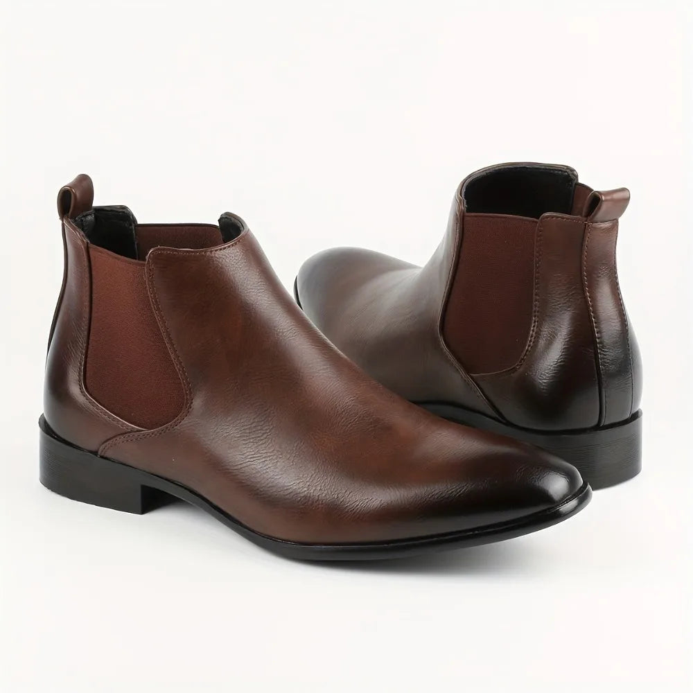 Men's Short Boots Winter Men's High-top Chelsea Boot New Small Square Head Fashion Men's Shoes Versatile Ankle Boots