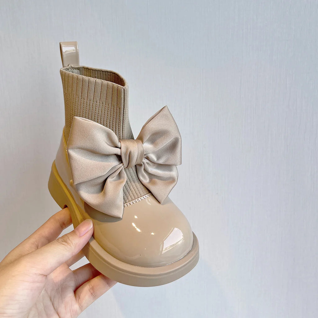Child Fashion Boots Autumn winter Warm New Girls Bowknot Princess Breathable Children Sock Shoes Korean Kidsl Sshoes