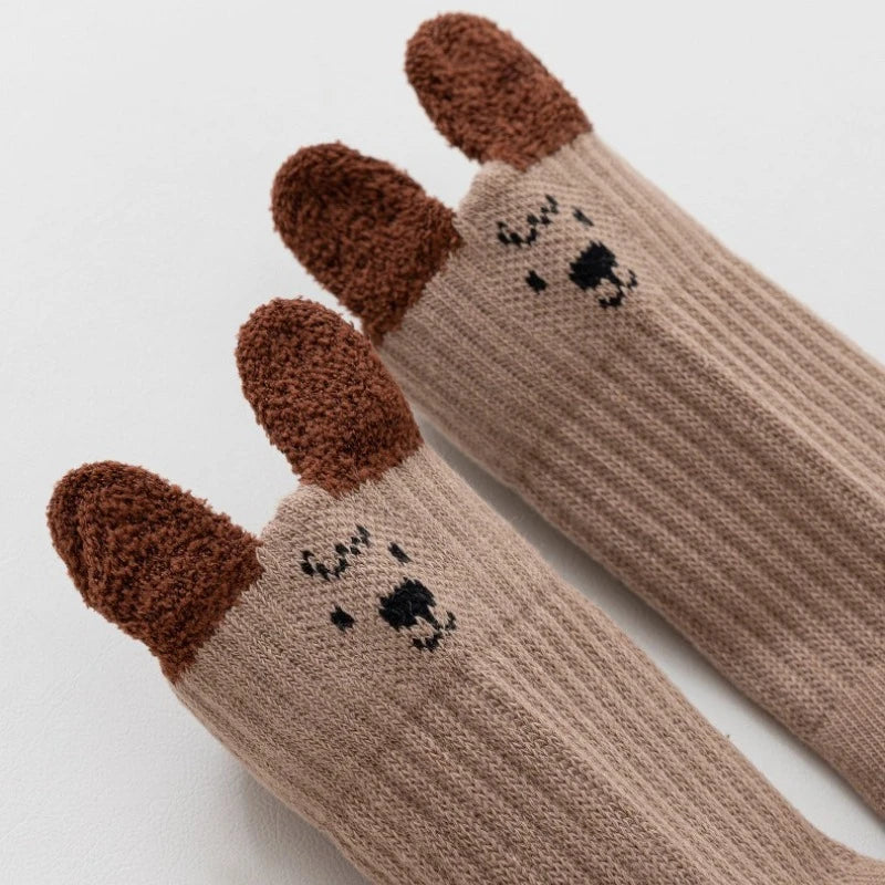 3Pairs Cute Kids Socks For Girls Boys Soft Cotton Baby Toddler Boy Girl Sock Cartoon Children's Short Socks Autumn Winter 0-5Yrs
