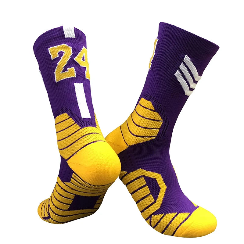 Professional Star Basketball Socks Adults Kids Number 23 Elite Towel Bottom Sports Socks Non-slip Breathable Durable Socks