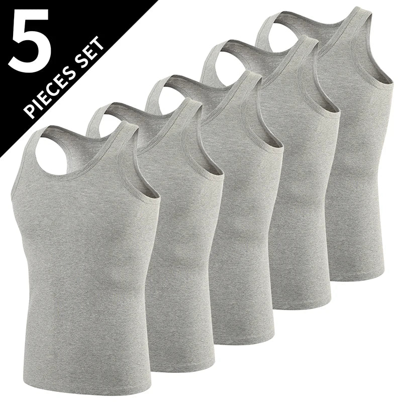1/3 Pack Four Seasons Men's Cotton Joker Vest Teenagers Simple Fit Sports Fitness T-shirt Middle-aged Casual Sleeveless T-shirt