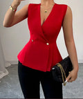 Summer New Women's Solid Color Elegant Blazer Vest - Stylish Western Fashion Lightweight Jacket for Casual/Office/Party