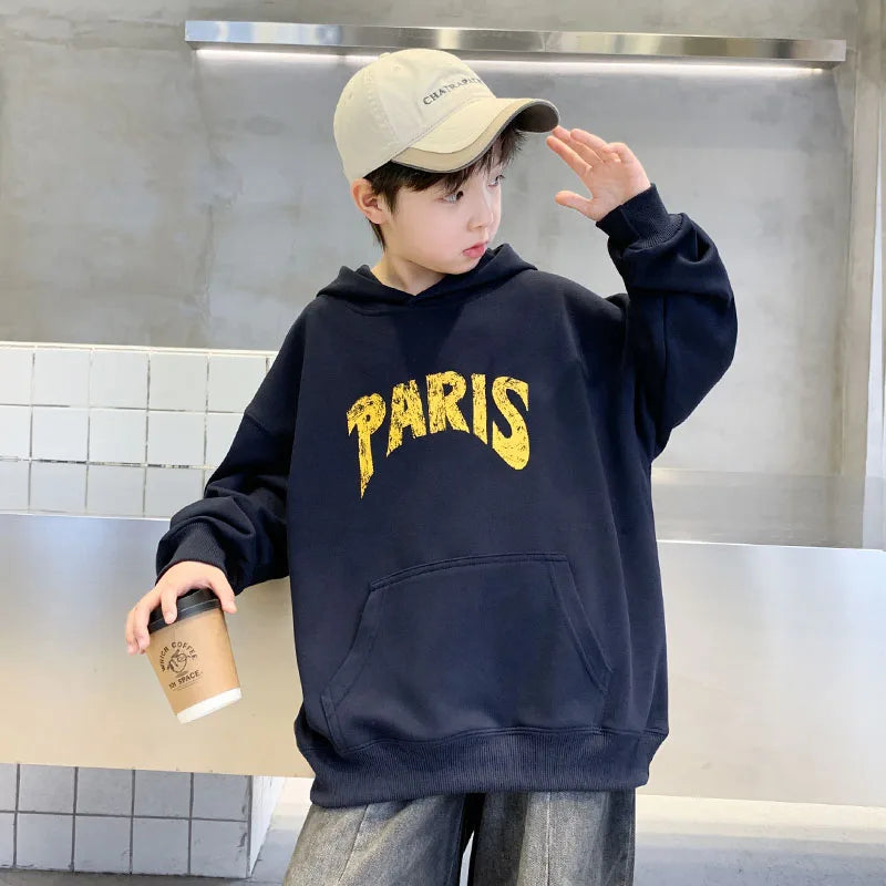 Fashion Casual Kids Autumn Hoodies For Boys Hip Hop Street Wear Sweatshirts Skateboard Children Pullover Cotton Tops With Hood