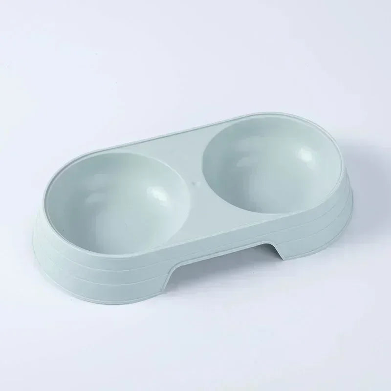 Pet Double Bowl Dogs and Cats Feed in Double Bowls Macaron Plastic Feeding Bowl Pet Supplies Cat Accessories Cat Products Cat Fo