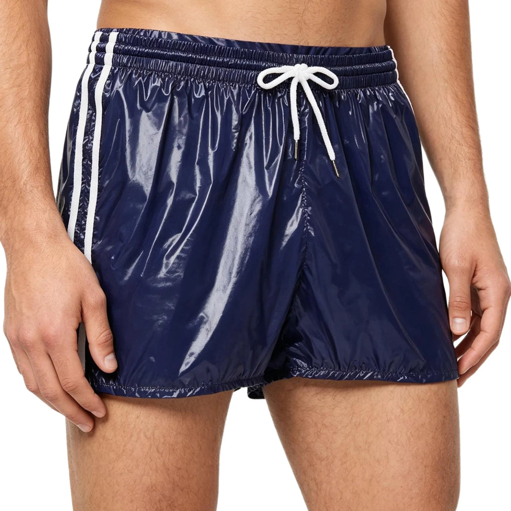 Swimwear Men's Metallic Shorts Waterproof Swimming Trunks Elastic Waistband Built-in Briefs Swim Boxer Shorts Athletic Swimsuit