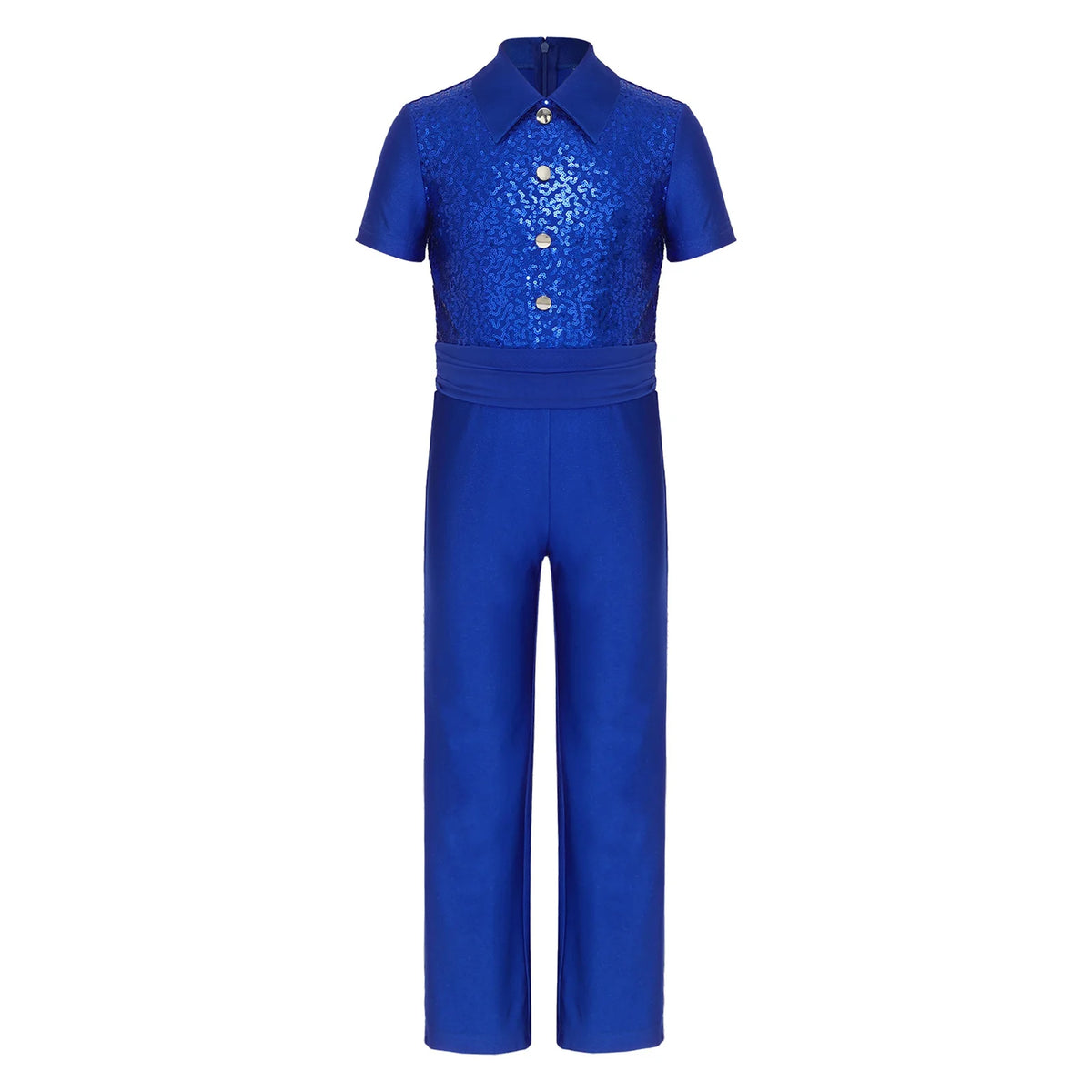 Kids Boys Ballroom Jersey Ballet Latin Jazz Dance Jumpsuit Sequins Long Pants Bodysuit 60s 70s Disco Stage Performance Clothes