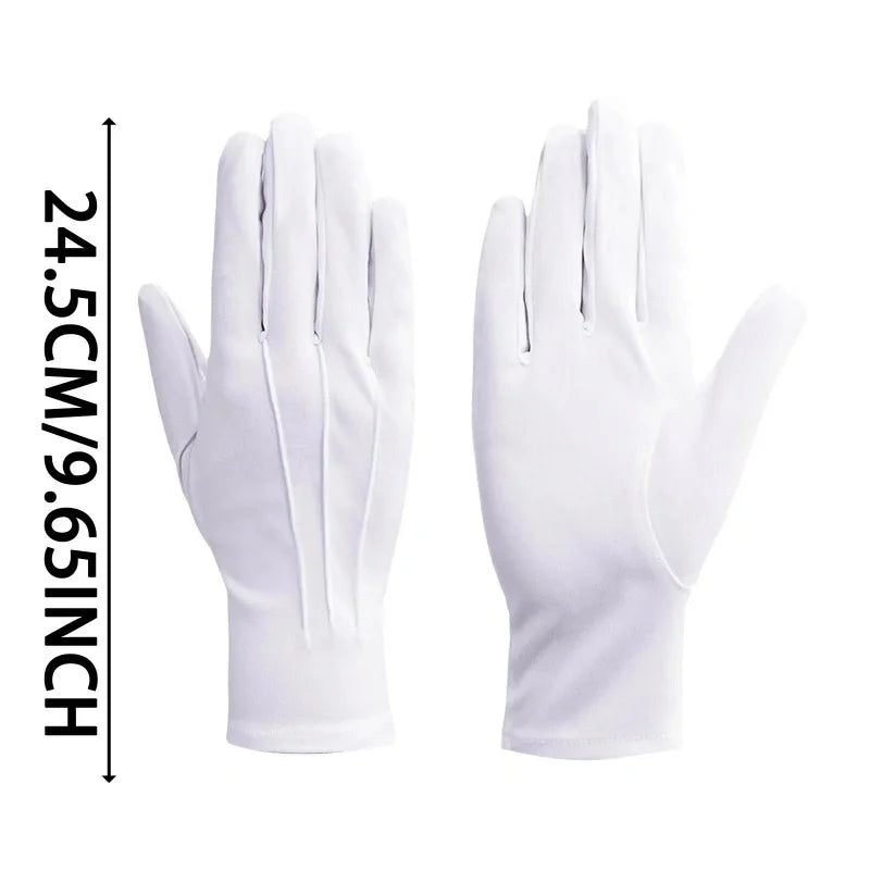 2/4Pairs White Cotton Gloves for Women Men Waiters Drivers Jewelry Workers Mitten Full Finger Anti Slip Hand Protector