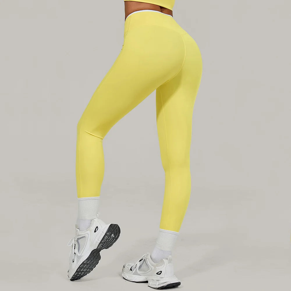 Women's High Waist Yoga Leggings Sports Pants Solid Color Gym Workout Leggings Training Jogging Tights Running Push Up Leggings