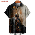 Monkey Gentleman Pattern Hawaiian Shirt For Men Funny Animal 3D Print Blouse Short Sleeve Street Loose Lapel Tops Aloha Shirts