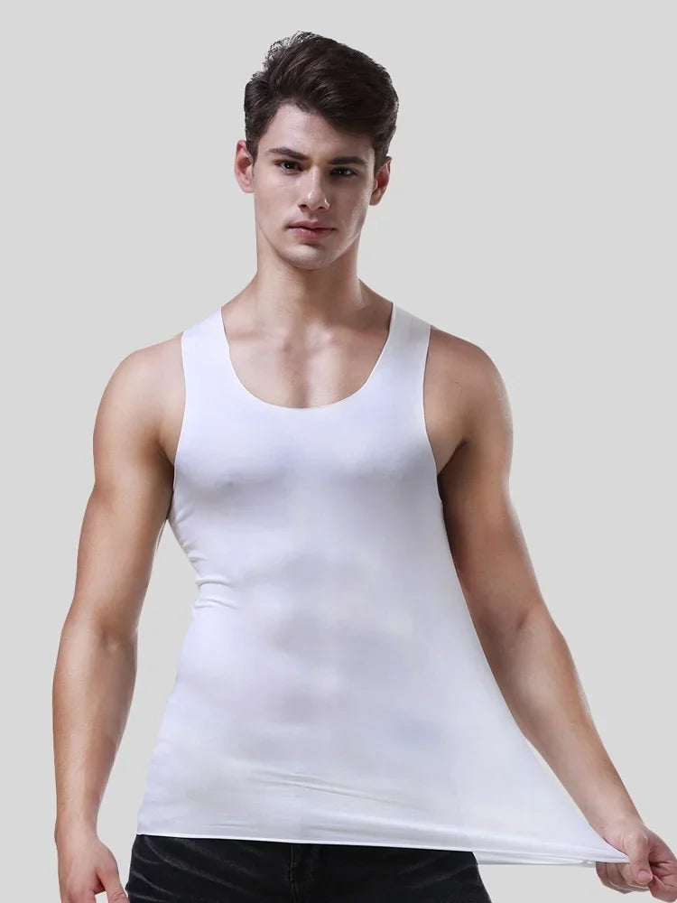 Men's vest, ice-silk seamless fitness tight breathable underwear, youth sports hurdles sleeveless base undershirt