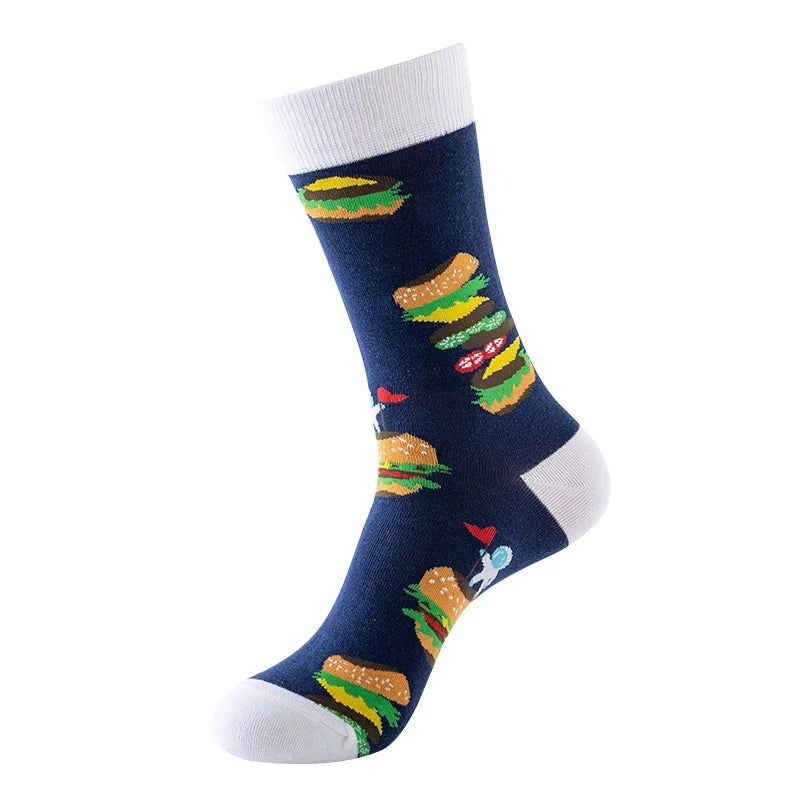 High Quality Funny Socks Women Men Cartoon Socks Seafood Eggs Avocado Sushi Sokken Calcetines Unisex Hip Hop Skateboard Socks