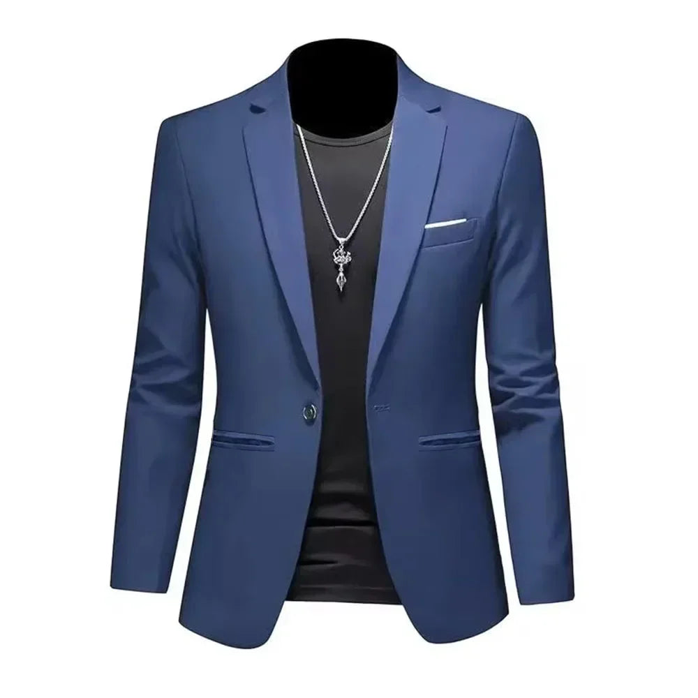 Men's Fashion Light Luxury Casual Business Suit Autumn New Slim Fit  Non-ironing Suit Jacket Solid Color Basic Suit Male Clothes