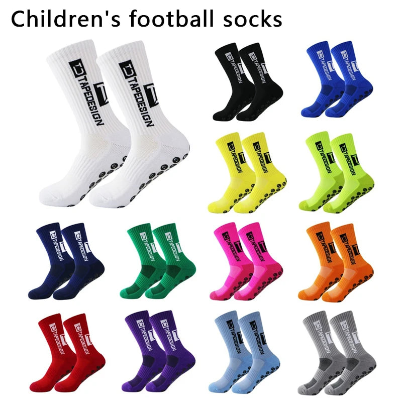 Kids Anti-Slip Football Socks - 1 Pair Breathable Athletic Grip Socks for Soccer Training & Sports ﻿