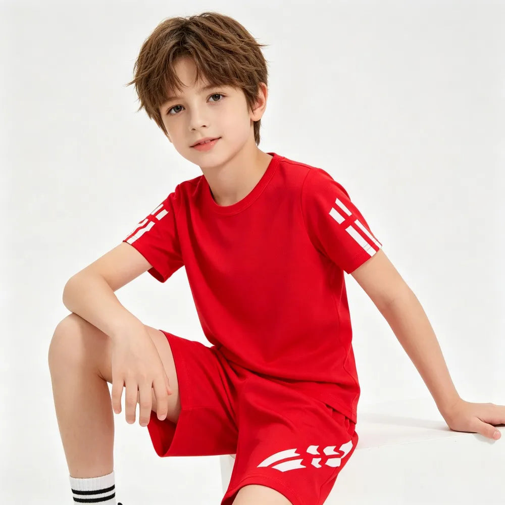 Boys Sportswear Summer Sets Kids Toddler 1 2 3 4 5 6 7 8 9 10 11 12 Years 2026 Mesh Stripes Teen Sports Ouifits Short Track Suit