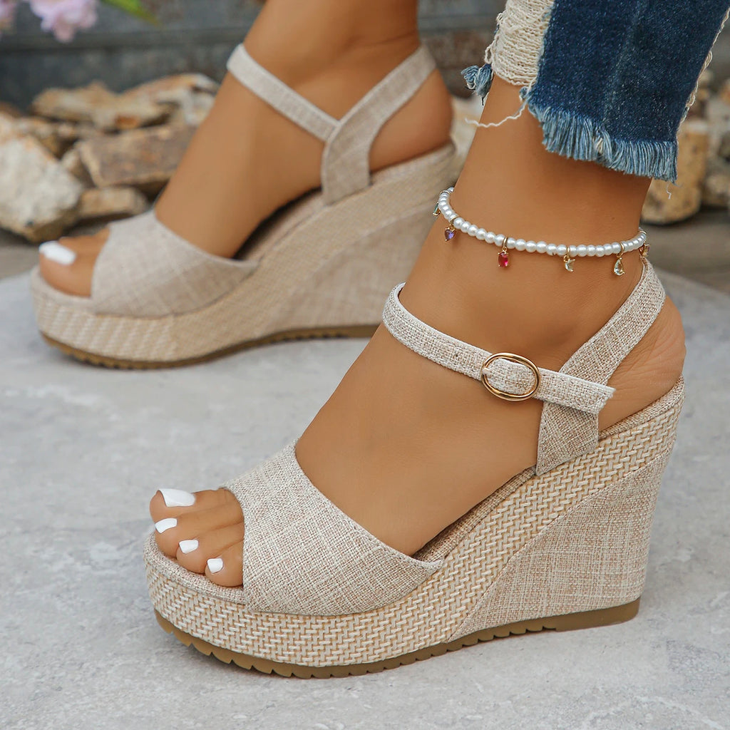 Women Sandals 2025 New Fashion Wedges Shoes Women Summer Platform High Heel Female Buckle Sandals Sexy Bohemia Style Women Shoes