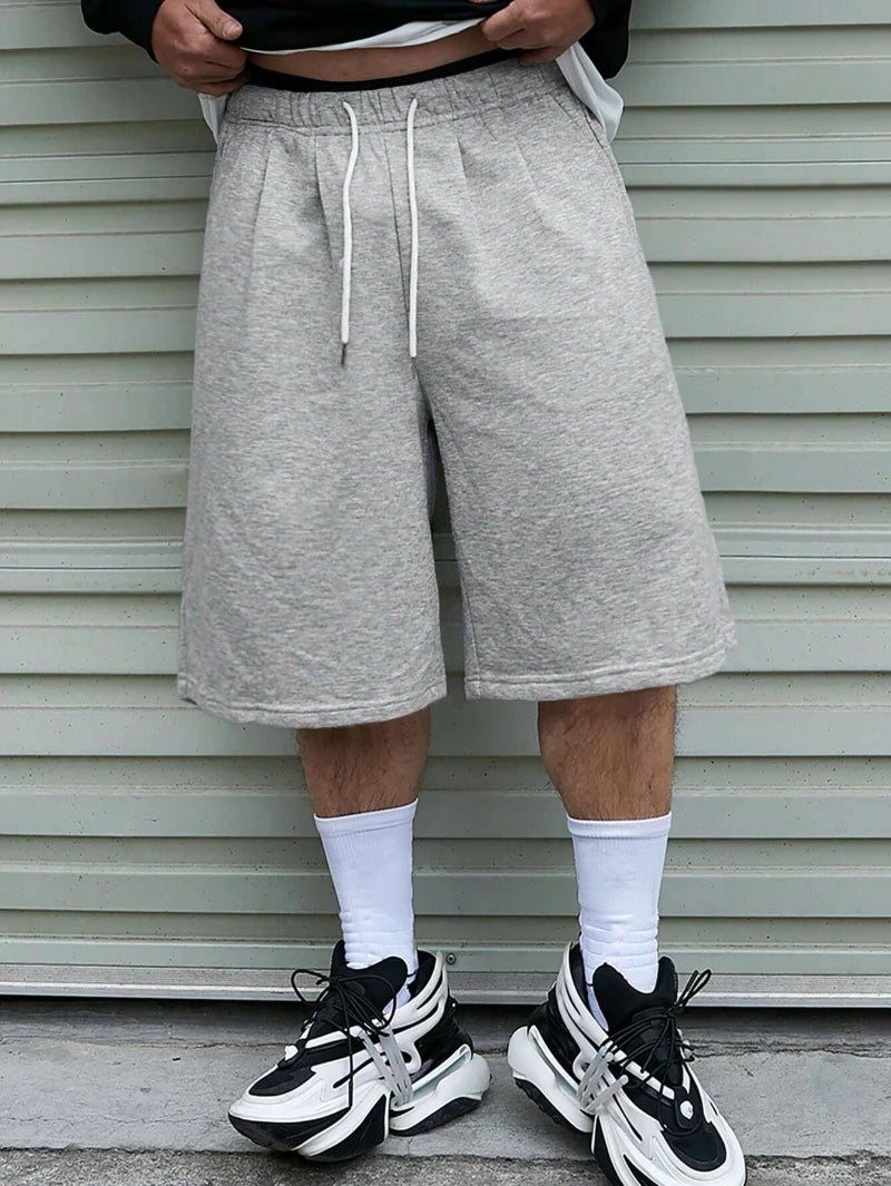Men's Sports Shorts Clothes Drawstring Waistband Loose Fit Shorts Sweat Long Holographic Plain Street Wear Waist Pockets Casual