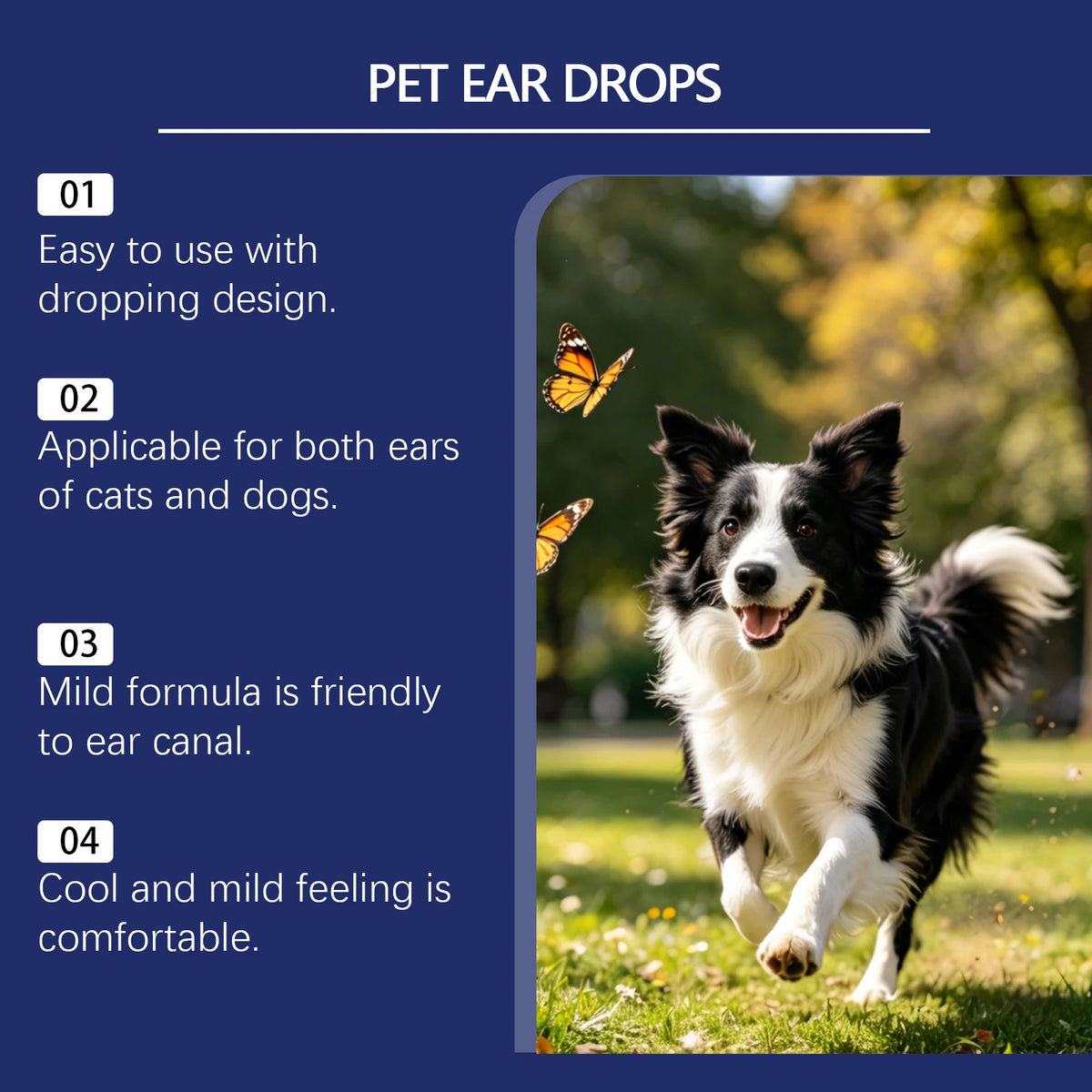 Pet Ear Cleaning Drops - Gentle, Universal, Soothing and Hydrating Formula for Dogs and Cats to Remove Earwax and Odor