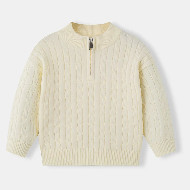 Kids Winter Warm Knitted Sweater Children Comfortable Solid Versatile Pullover Boys Girls Autumn Outdoor Long Sleeve Clothe