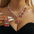Women's Elegant Crystal Decorated Jewelry Set Trendy Pendant Necklace & Dangle Earrings Jewelry Set for Daily Clothing Decor