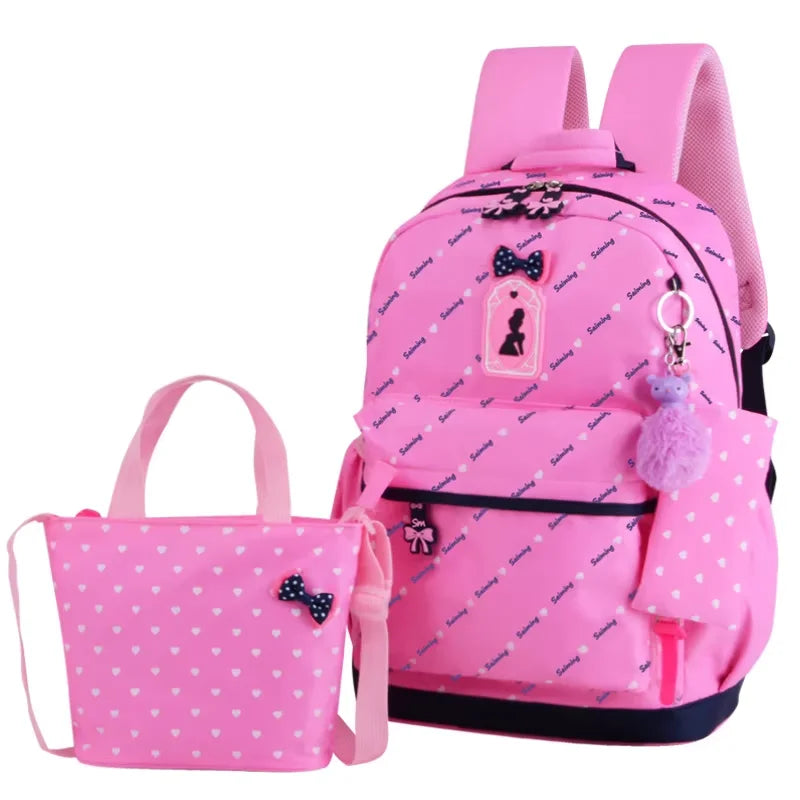 Bunnyfly 3pcs/Set Kids School Bag Backpack Set Fashion Lovely Children's Backpack for Girls Student Mochila Sac