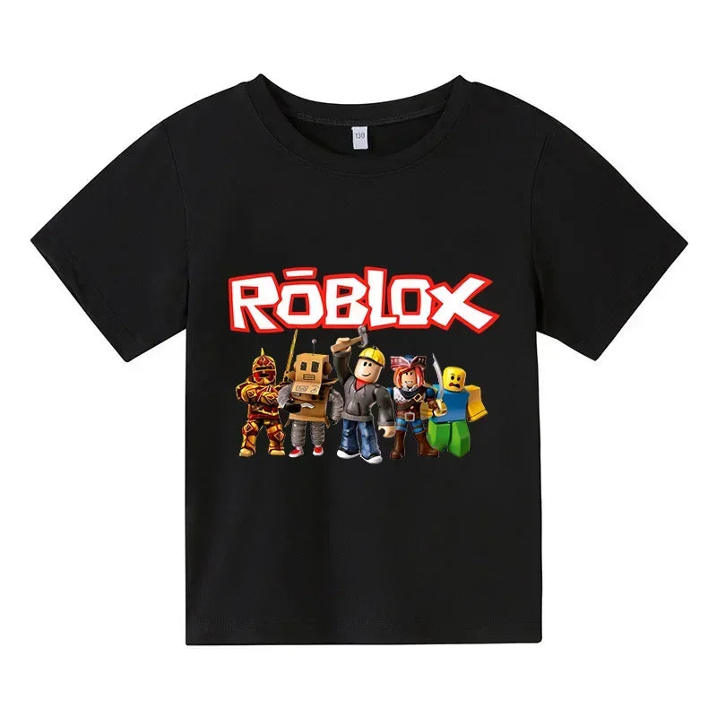 2025 Roblox kid T-shirt Boys Game Sports Cotton T-shirt Child Cartoon Short sleeve top Casual Street Harajuku Clothes