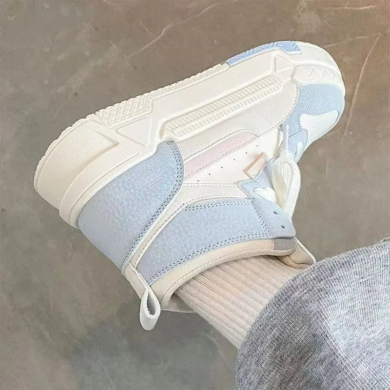 Women's High-Top White Sneakers for Fall and Winter 2026, New Versatile Niche Ins Trendy Casual Sports Thick-Soled Sneakers