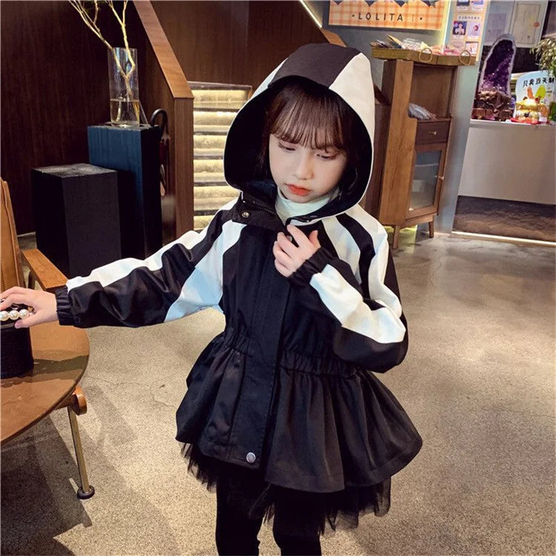 Girls New Jackets Children's Spring Autumn Coats Kids Hooded Mesh Outerwear Teenager Casual Top Big Kids Windbreaker Clothing