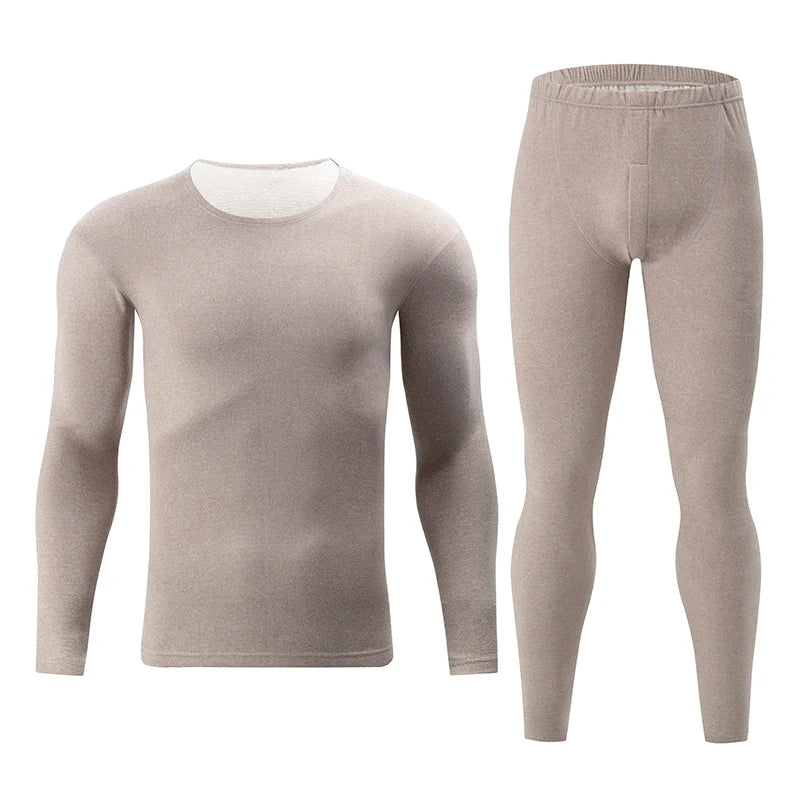 2-piece Autumn And Winter Men's Solid Color Simple Long-sleeved Trousers Suit Casual Joker Men's Bottoming Warm Sports Suit